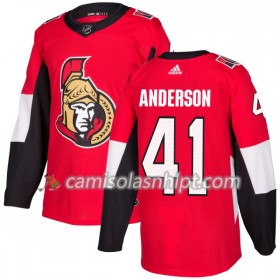 Camisola Ottawa Senators Craig Anderson 41 Adidas 2017-2018 Vermelho Authentic - Homem